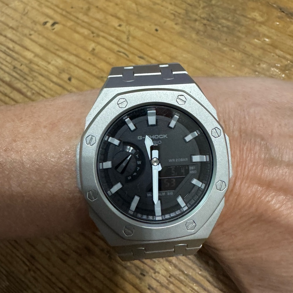 G-Shock Metal Silver Analog-Digital Watch
